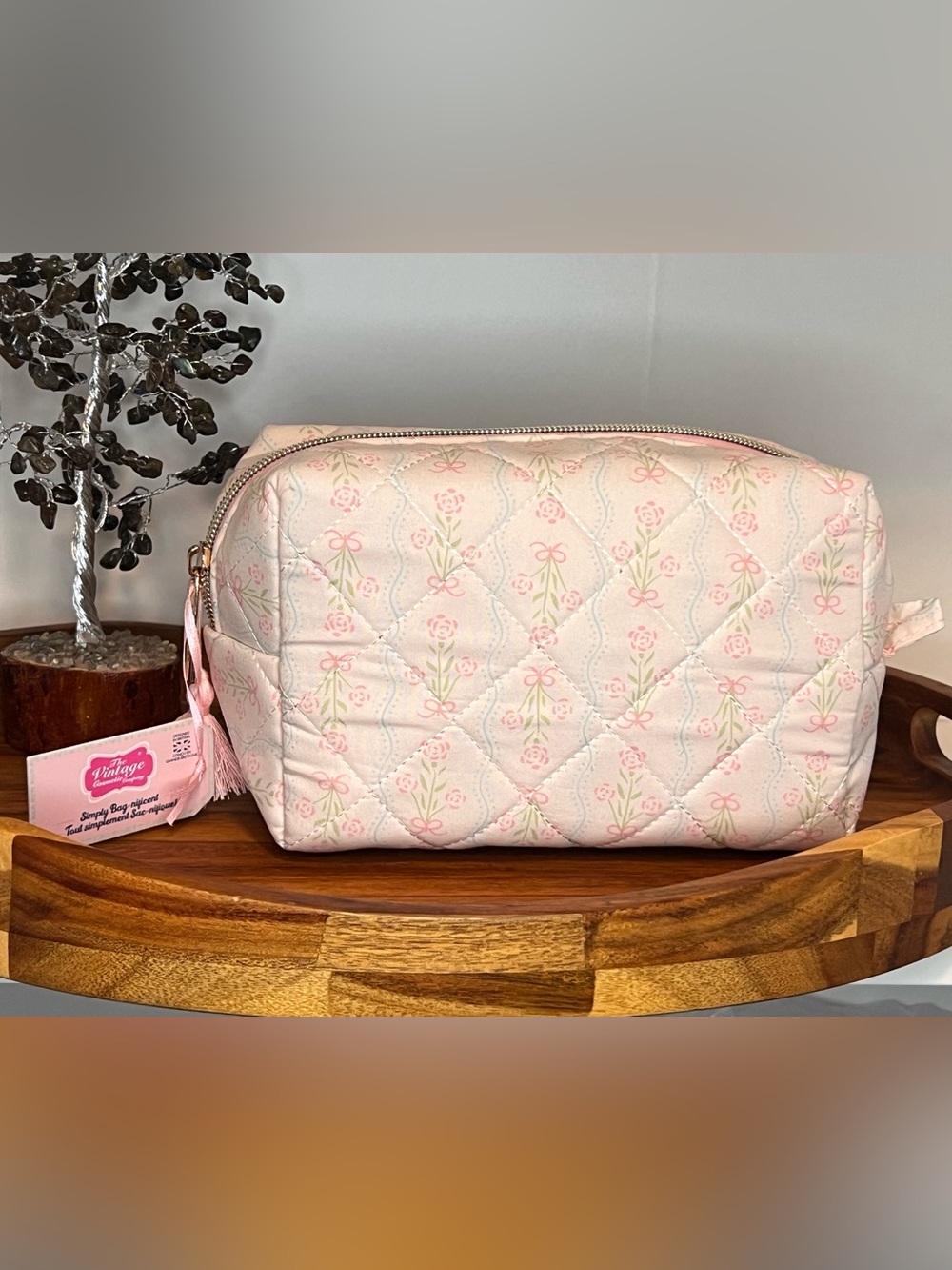The Vintage Cosmetic Company Floral Pink Cosmetic Pouch